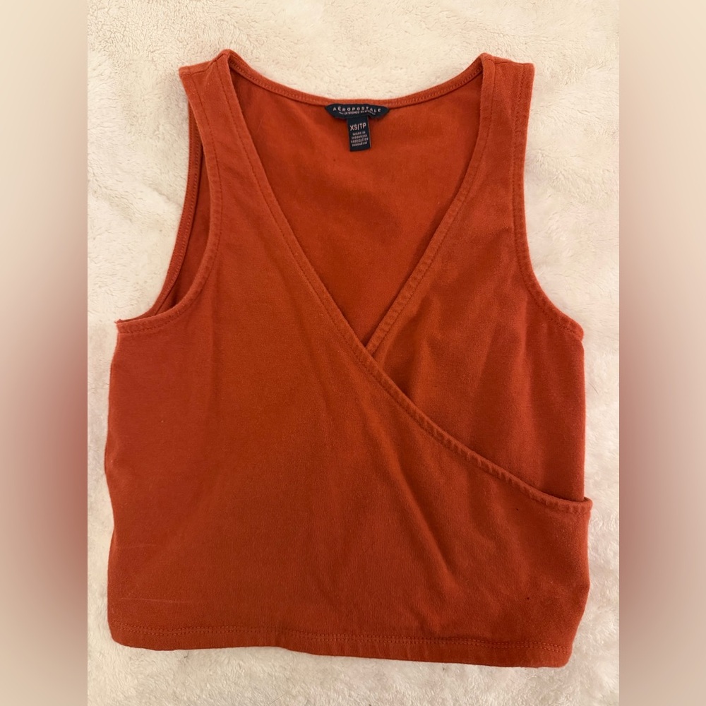 Orange V Neck Cropped Tank Top